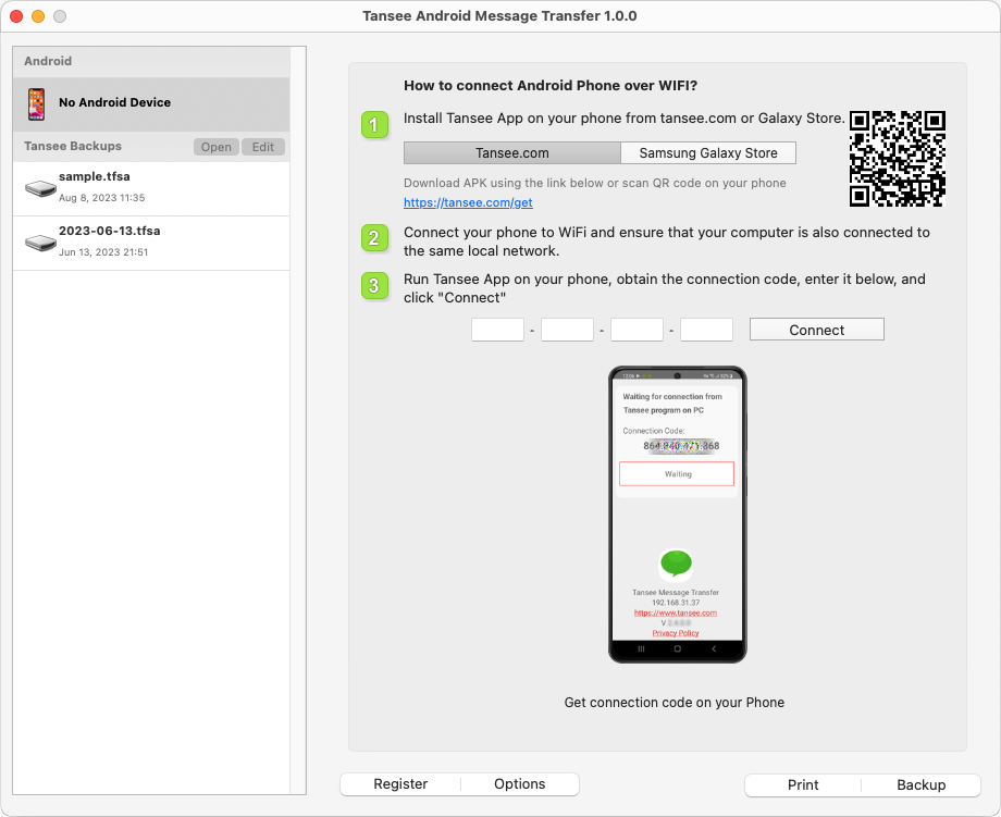 Ouvrez Tansee Android Message Transfer for Mac